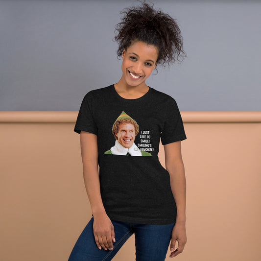 Smiling is my Favorite Elf Unisex t-shirt